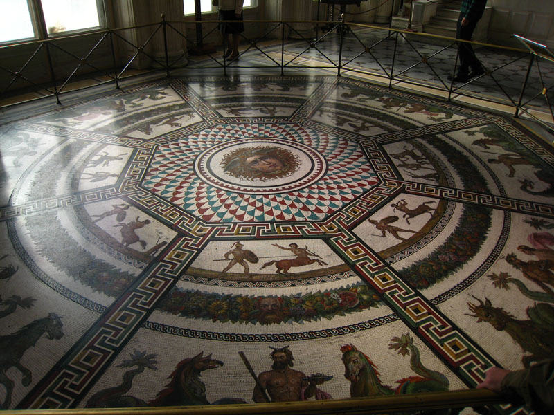An incredible Mosaic floor in the same room.